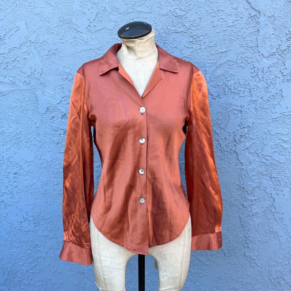 Vintage 90s Top Iridescent blouse size Medium Club kid rave